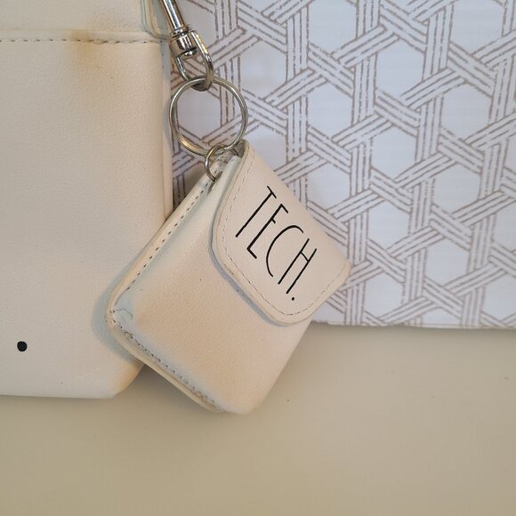 Rae Dunn 2Pc Set LOVE. TECH. Purse & Ear Pod Case White - Crossbody Strap - Picture 2 of 10